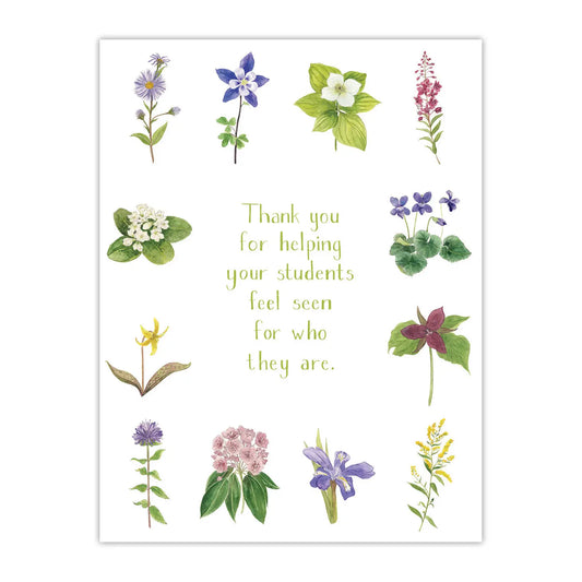 Teacher Appreciation Wildflower Thank You Card