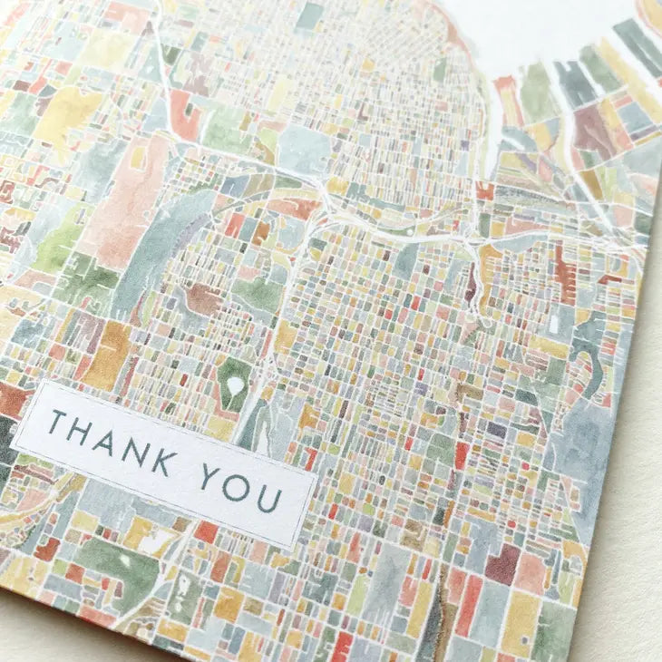 Turn of the Centuries - Thank You Card ColorFULL Tacoma WA Map