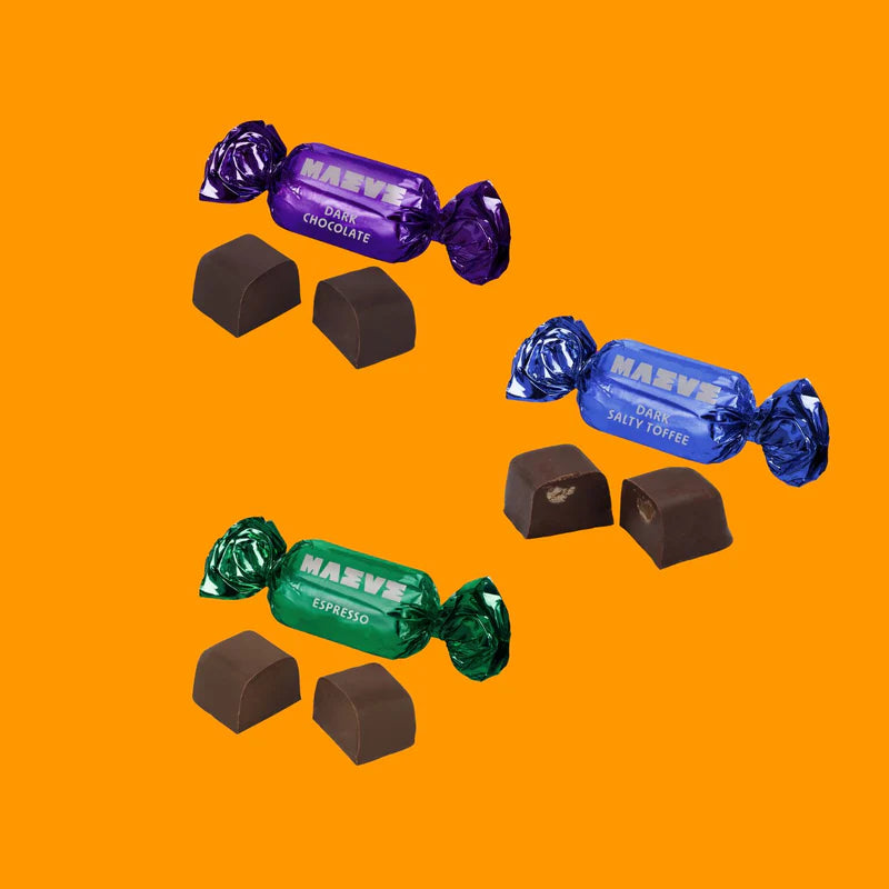 Chocolates included: Dark Chocolate, Dark Salty Toffee, & Espresso