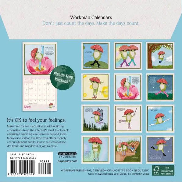 Back of calendar shows sample art for each month 