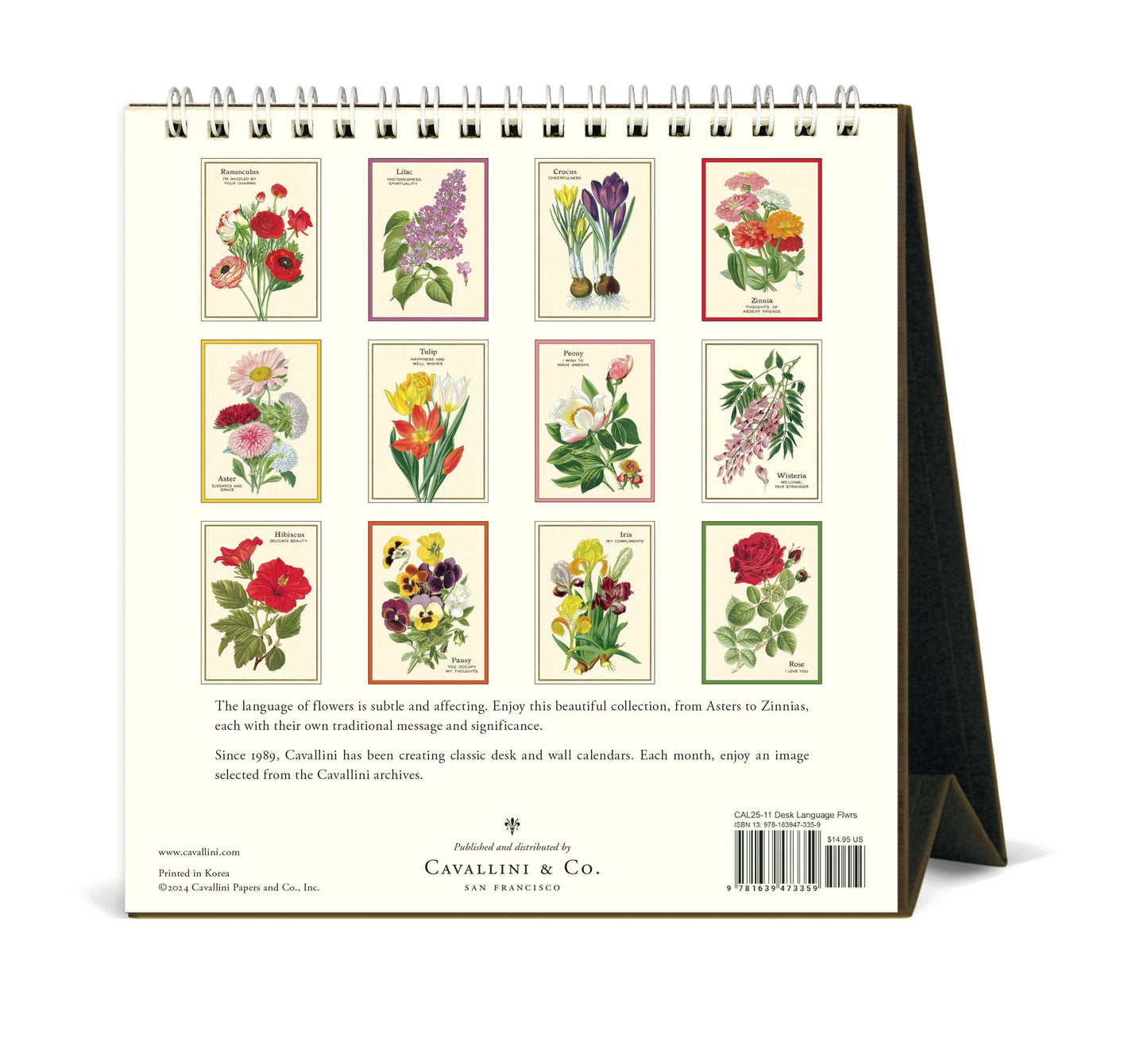 Cavallini & Co. 2025 Desk Calendar - Language of Flowers