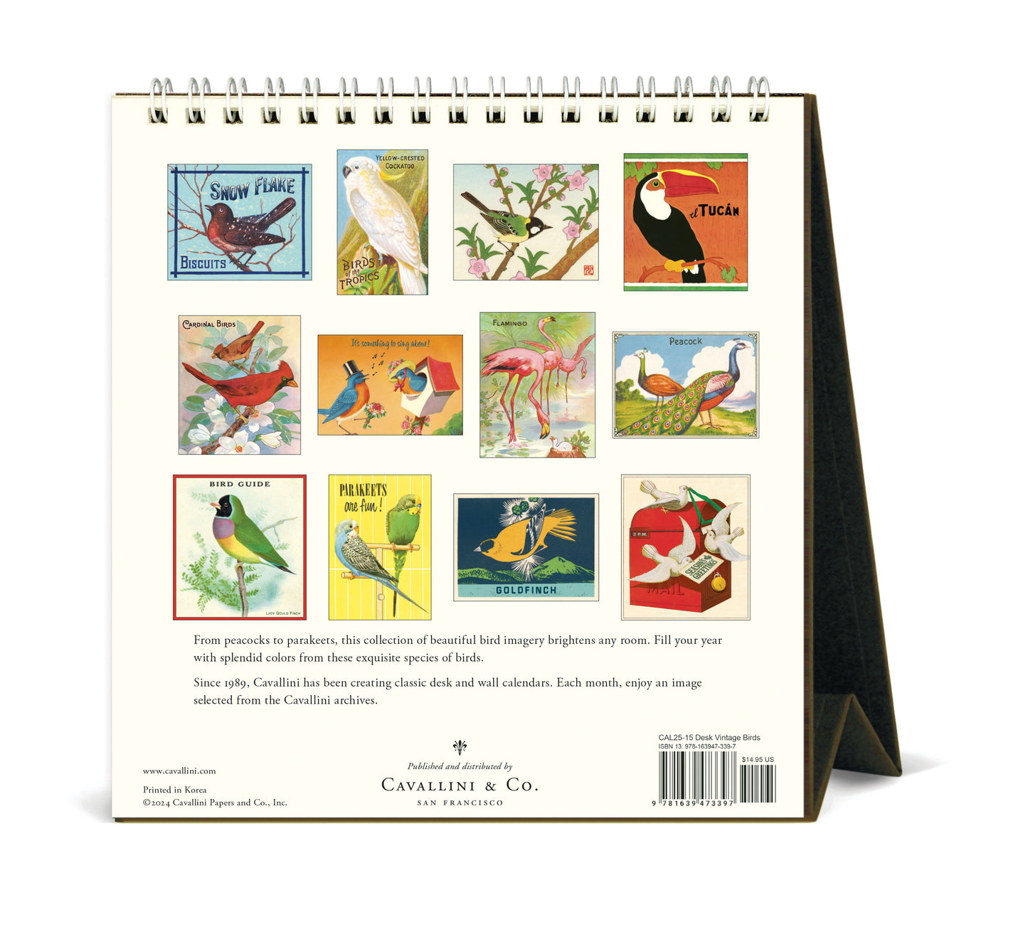 Cavallini & Co. 2025 Desk Calendar - Birds