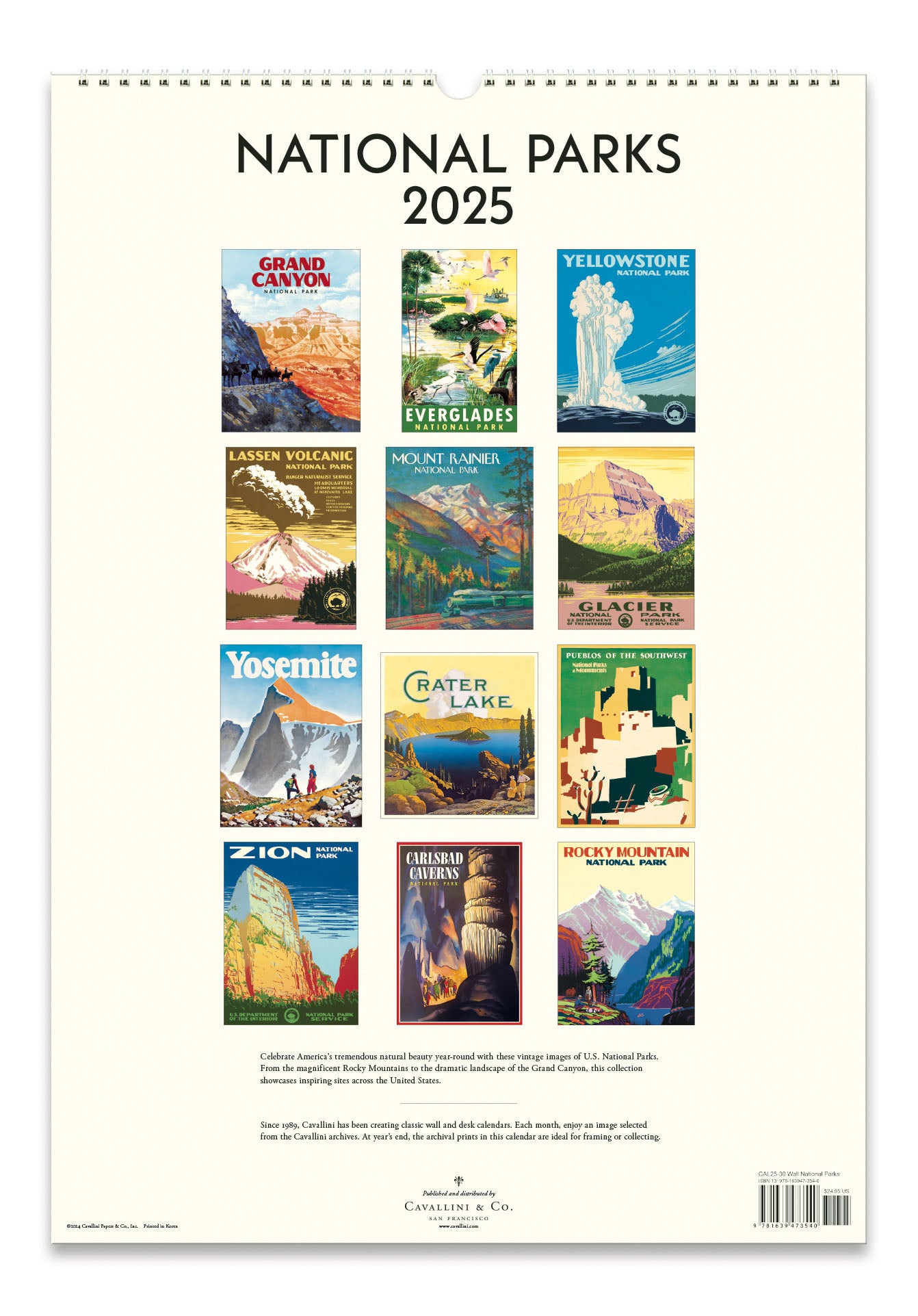 Cavallini & Co. 2025 Wall Calendar - National Parks