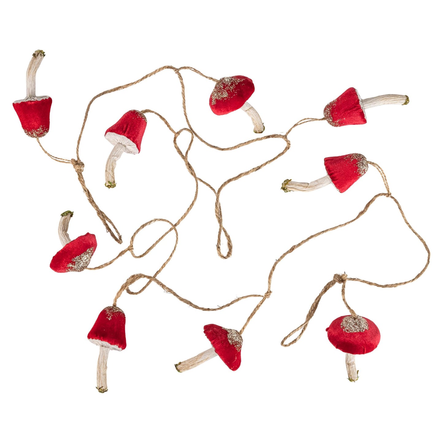 Velvet and Paper Mushroom Garland - Red