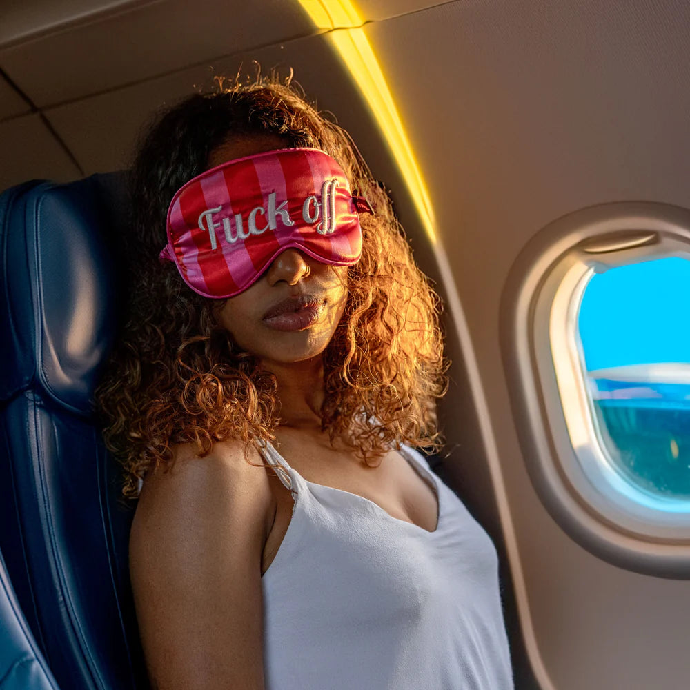 Eye Mask - F*ck Off - Red and Pink Stripes