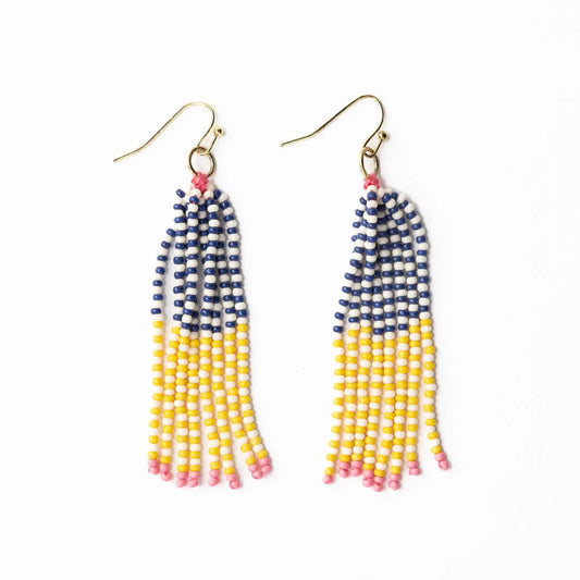 Abbey tassel seed bead earring yellow & ivory