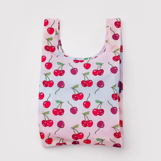 Reusable bag with red cherry pattern