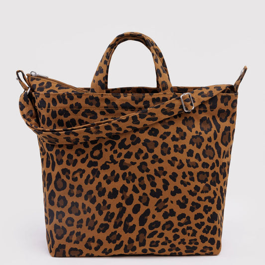 Leopard print tote bag on a white background