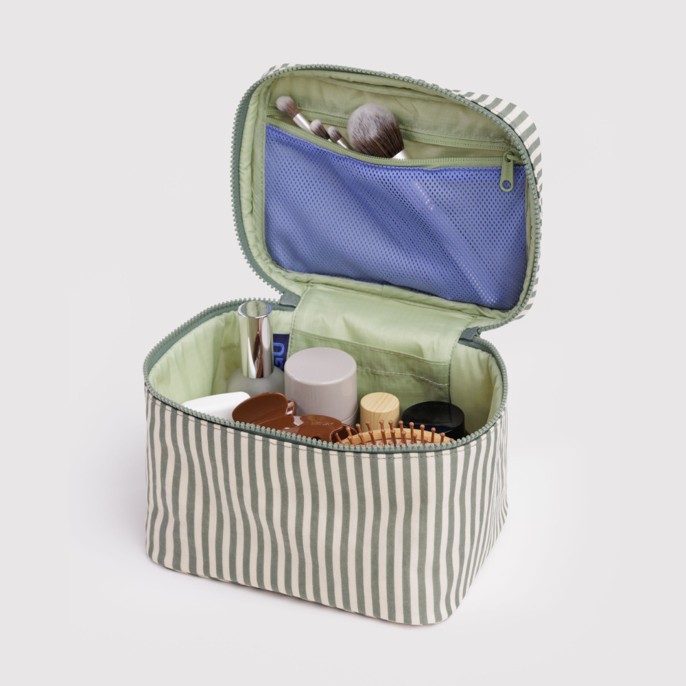 Baggu Large Cosmetic Case - Sage Stripe