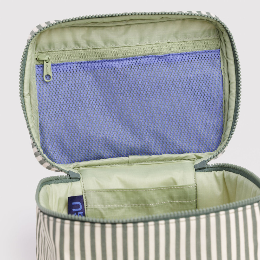 Baggu Large Cosmetic Case - Sage Stripe