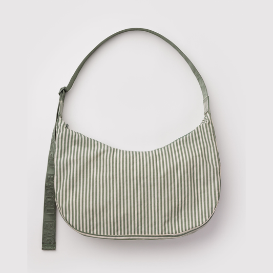 Baggu Large Nylon Crescent Bag - Sage Stripe
