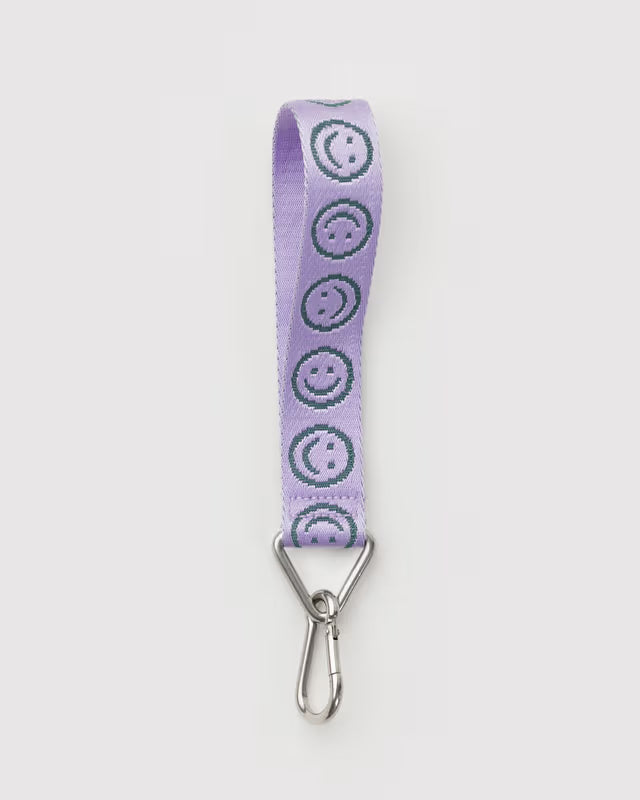 Lavender lanyard with smiley face pattern