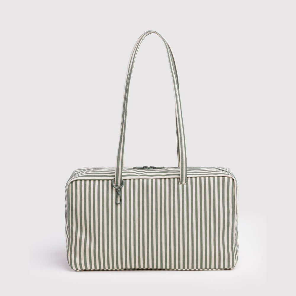 Baggu Medium Nylon Bowler Bag - Sage Stripe