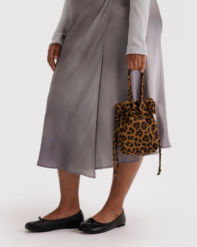 Baggu Nylon Drawstring Bag- Leopard
