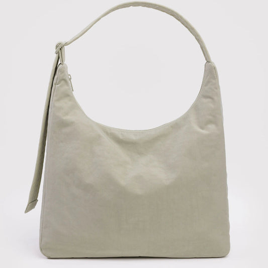 Nylon shoulder bag in celadon color