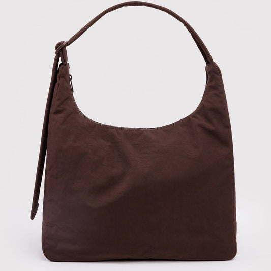 Nylon shoulder bag in coffee color