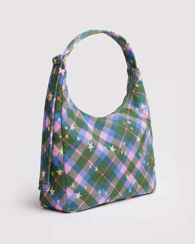 Baggu Nylon Shoulder Bag - Green Star Plaid