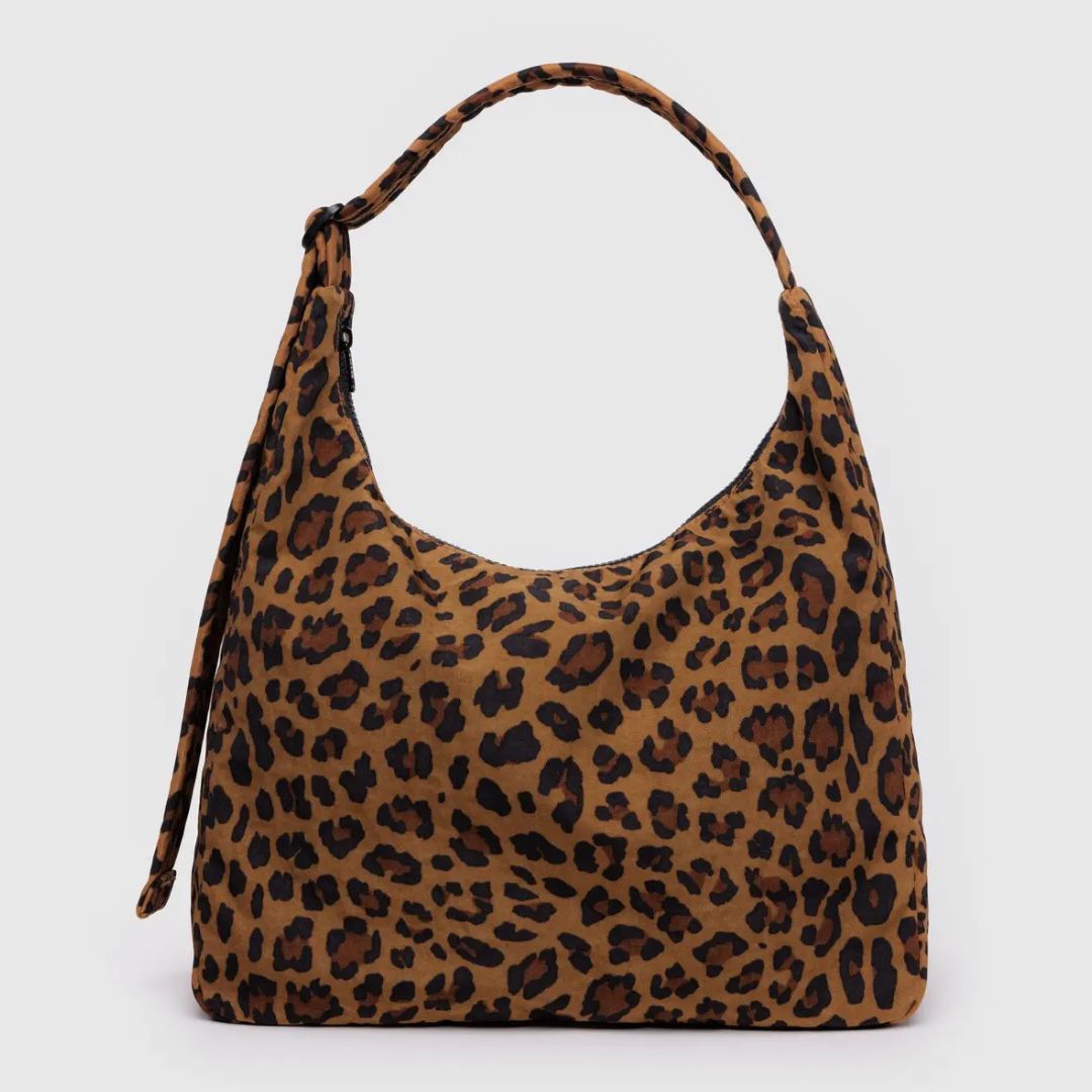 Recycled Nylon Shoulder bag with leopard print