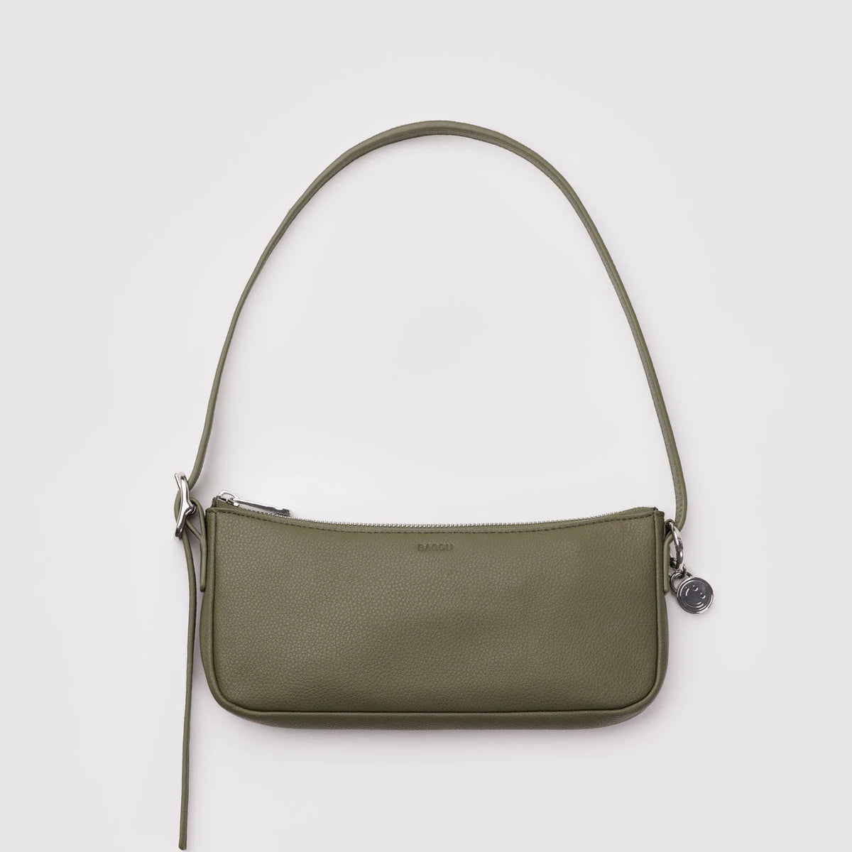 Green shoulder bag on a light gray background