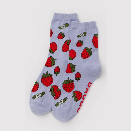 Baggu Crew Sock - Strawberry Blossom