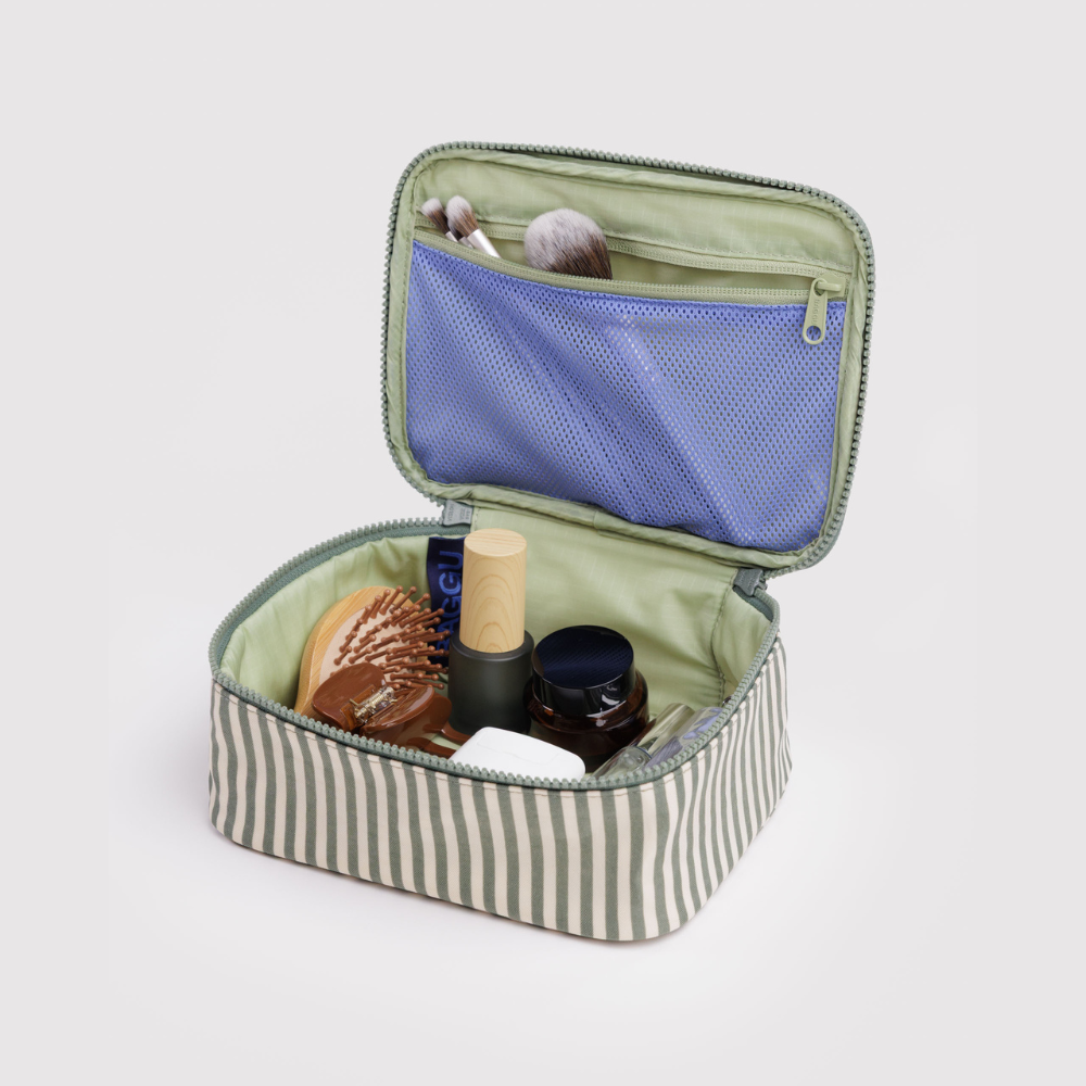Baggu Small Cosmetic Case - Sage Stripe