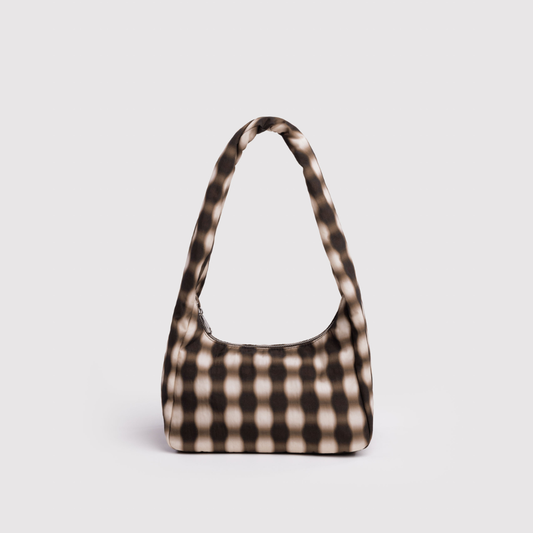 Baggu Small Meringue Bag - Blurred Gingham Brown