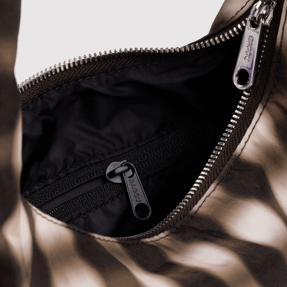 Baggu Small Nylon Meringue Bag - Blurred Gingham Brown