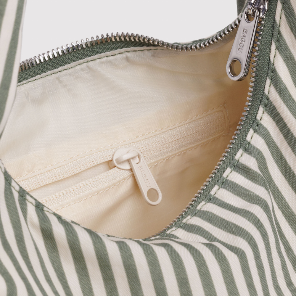Baggu Small Nylon Meringue Bag - Sage Stripe