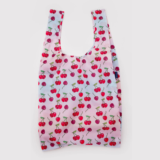 Reusable bag with red cherry pattern