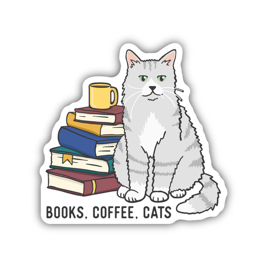 Books Coffee Cats Sticker