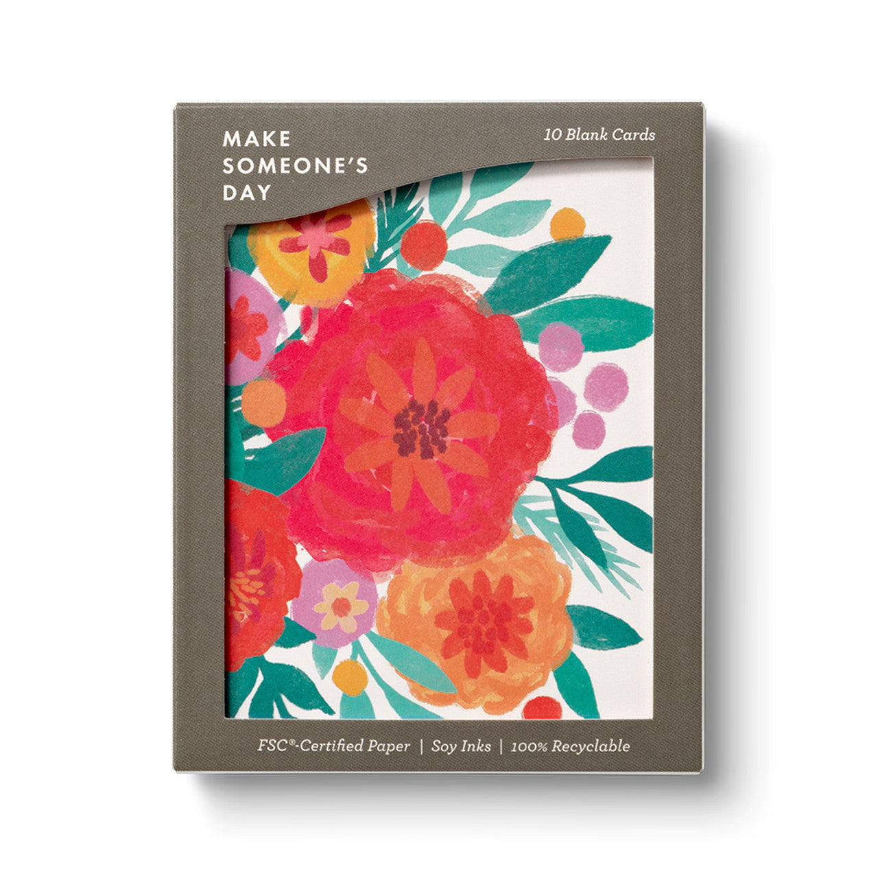 Floral card set with 'Make Someone's Day' text on a white background