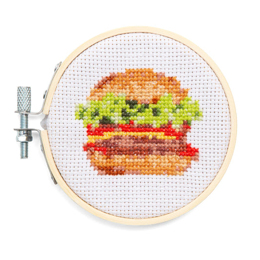 Mini Burger Cross Stitch Embroidery Kit