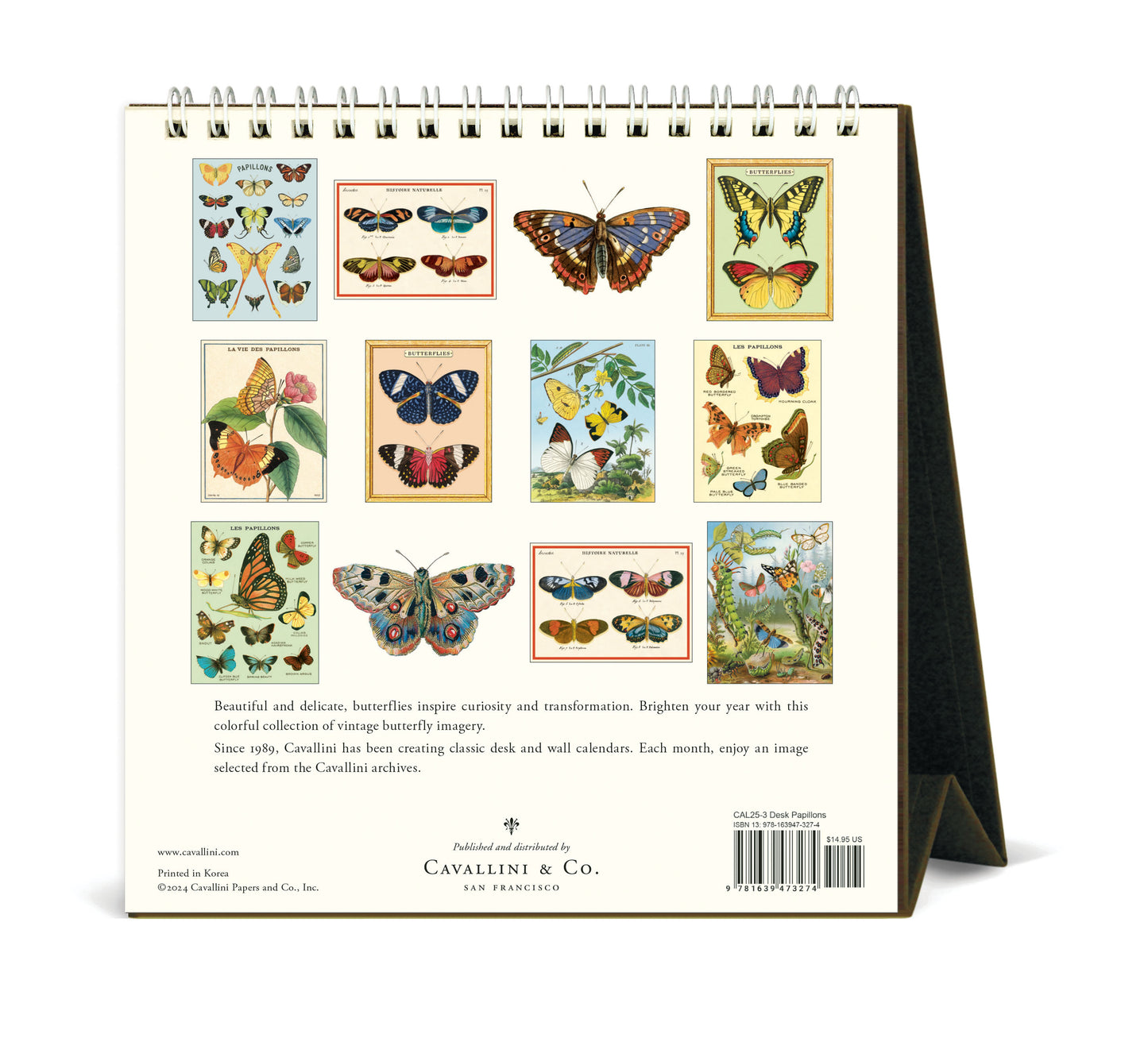 Cavallini & Co. 2025 Desk Calendar - Papillons