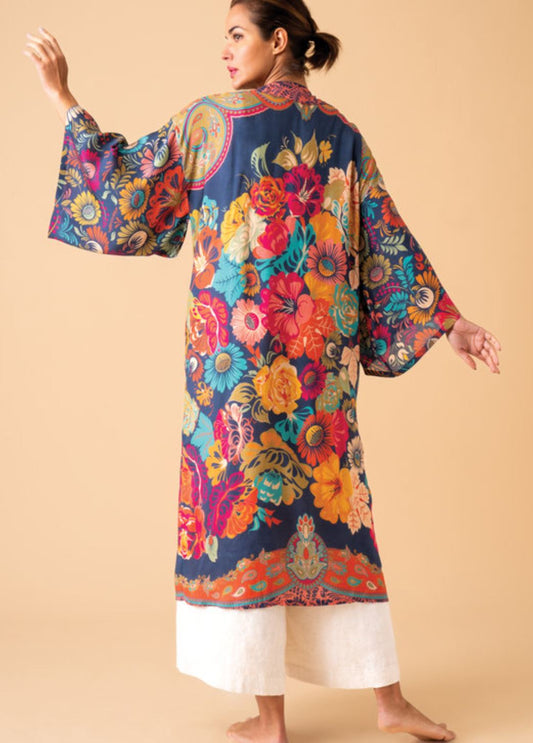 Kimono Gown - Vintage Floral Ink
