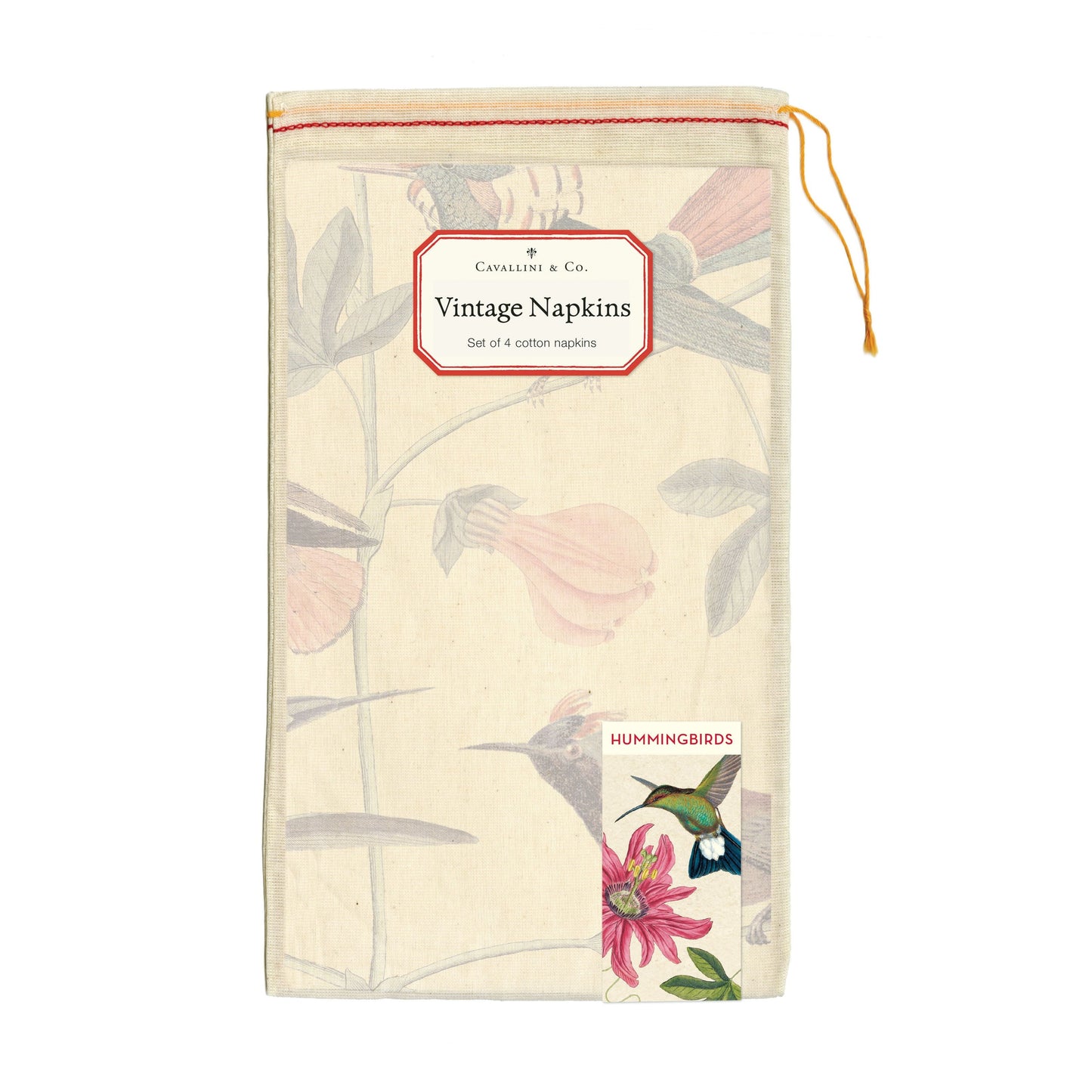 Cavallini & Co. Cloth Napkin Set of 4 - Hummingbird