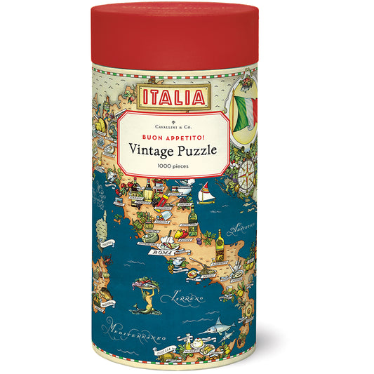 Cavallini 1000 piece puzzle with Buon Appetito Italia graphic