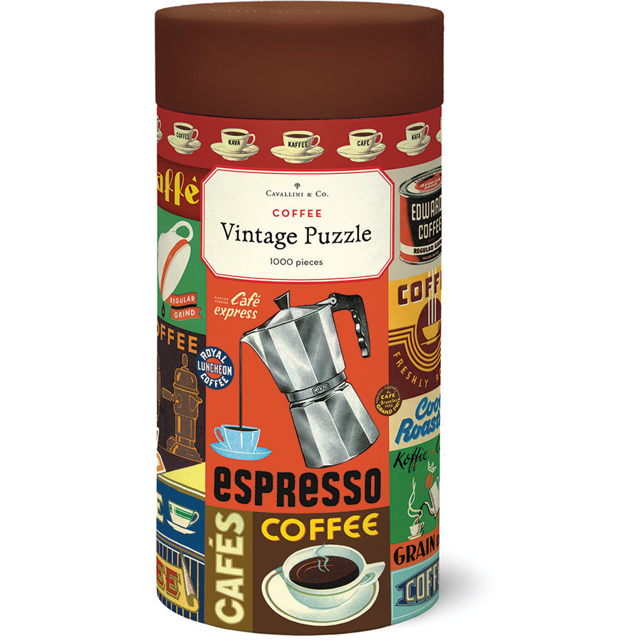 Cavallini 1000 piece puzzle with Coffee graphic