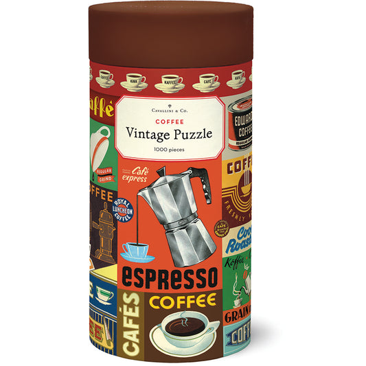 Cavallini 1000 piece puzzle with Coffee graphic