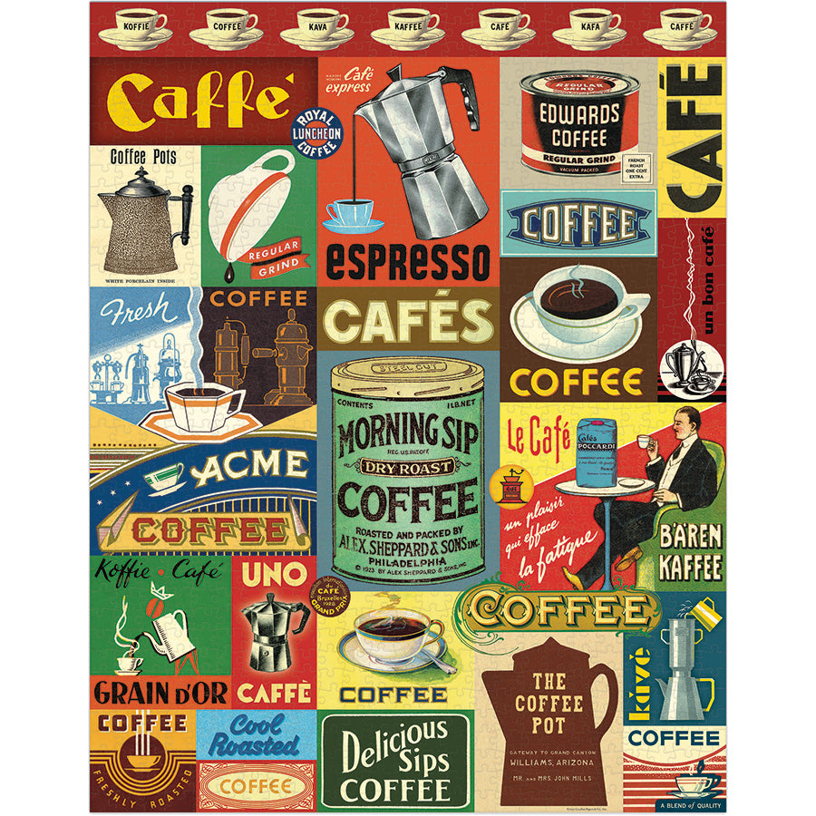 *Coming Soon Spring 2026* Cavallini & Co. 1000 Piece Puzzle - Coffee