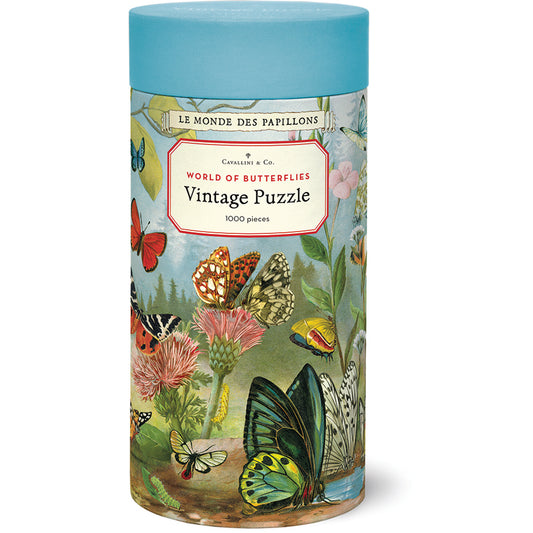 Cavallini 1000 piece puzzle with World of Butterflies graphic