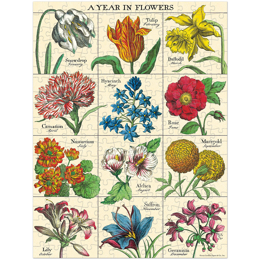 *Coming Soon Spring 2026* Cavallini & Co. 240 Piece Mini Puzzle - A Year of Flowers
