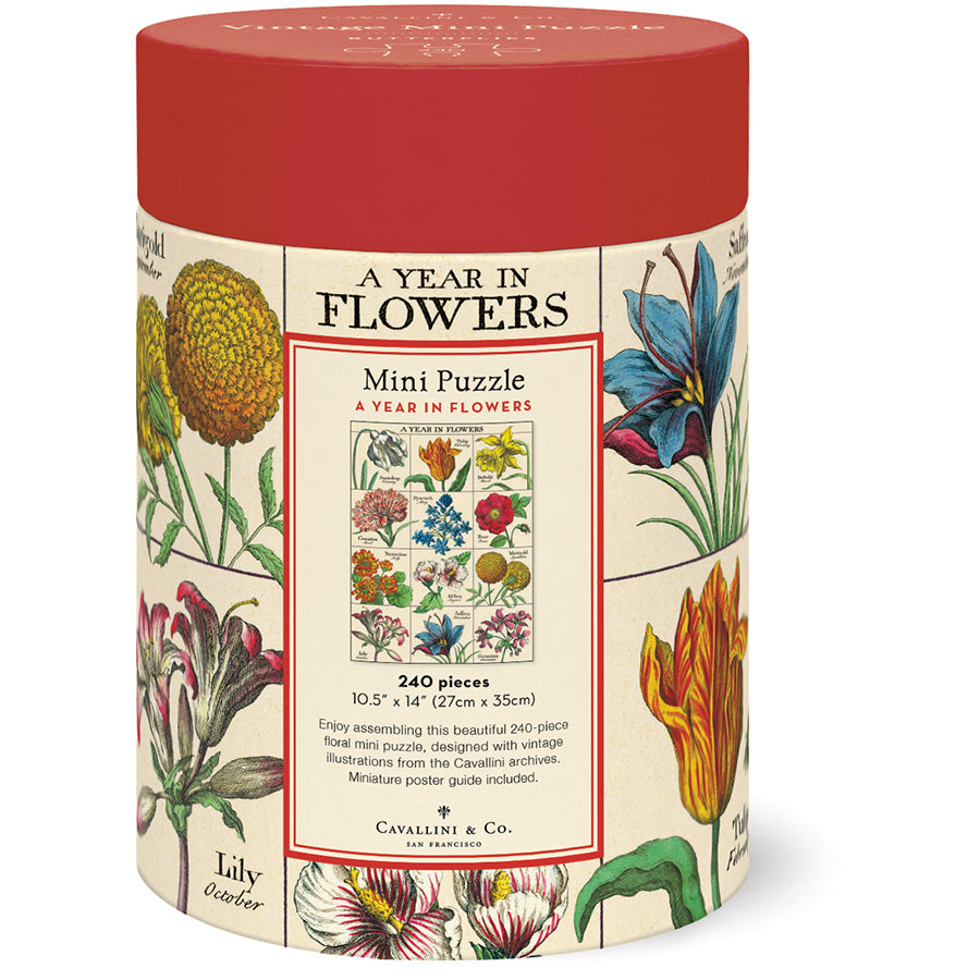 *Coming Soon Spring 2026* Cavallini & Co. 240 Piece Mini Puzzle - A Year of Flowers