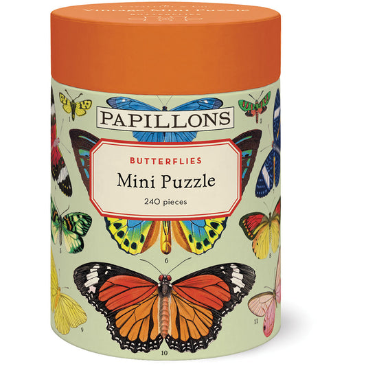 Puzzle box with butterfly design and 'Papillons' branding on a white background