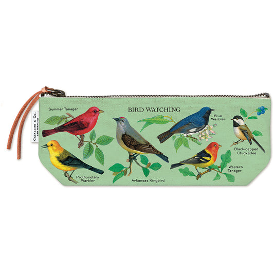 Cavallini zippered mini pouch with Birdwatching graphic