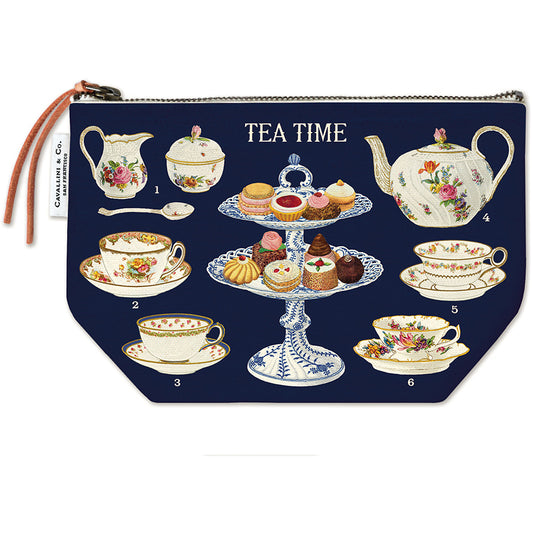 Cavallini zippered pouch with Tea Time graphic