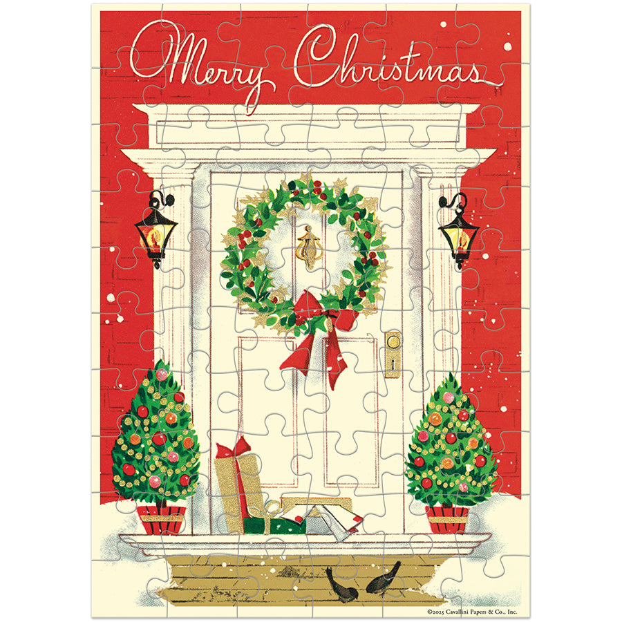 Cavallini & Co. Puzzle Greeting Card - Merry Christmas Home