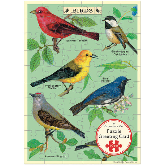 Cavallini Puzzle Greeting Card with Bird Graphic