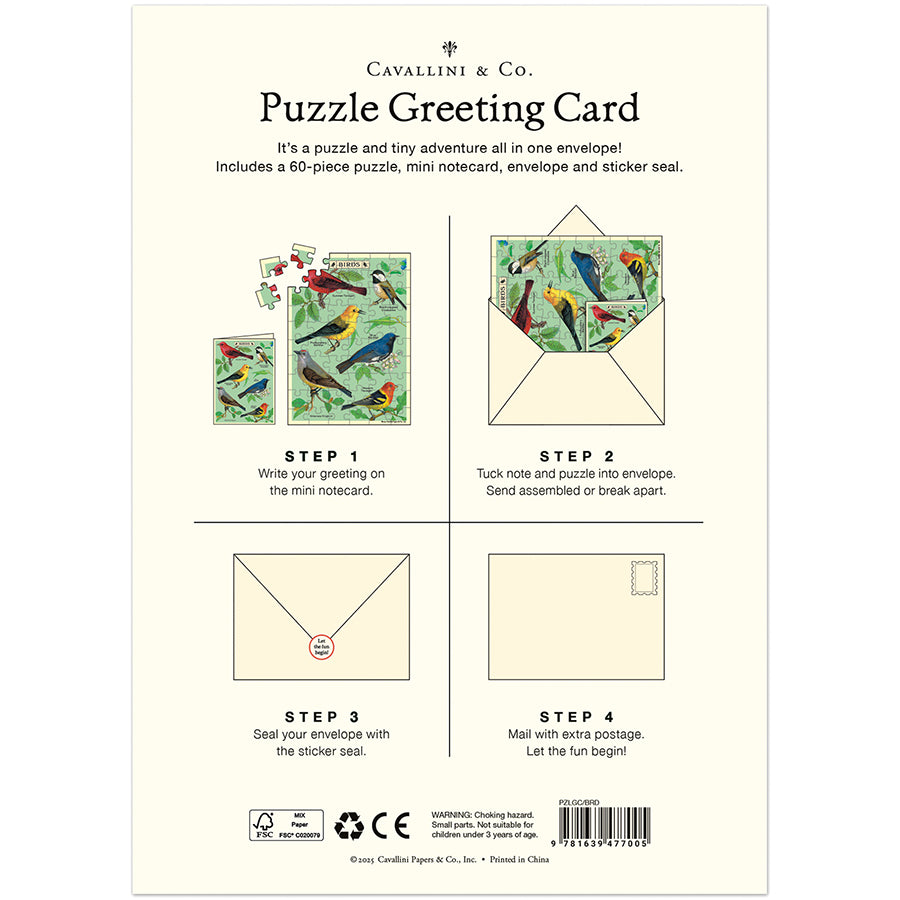 *Coming Soon Spring 2026* Cavallini & Co. Puzzle Greeting Card - Bird Watching