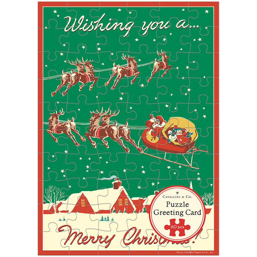 Cavallini Greeting Card Puzzle with Christmas Graphic
