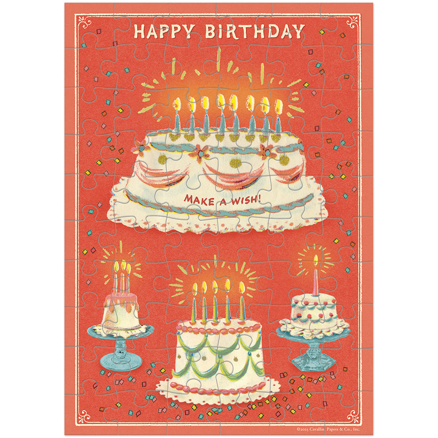 *Coming Soon Spring 2026* Cavallini & Co. Puzzle Greeting Card - Happy Birthday Cake